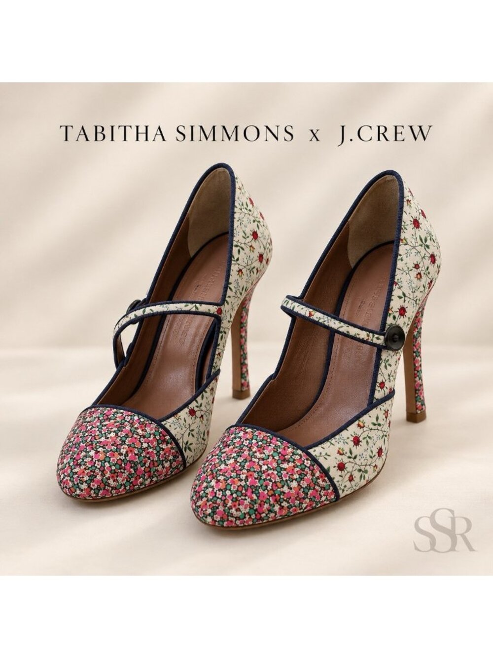 Tabitha Simmons x J.Crew Folly Rose Floral Mary Jane Pumps Heels 37.5 Italy
